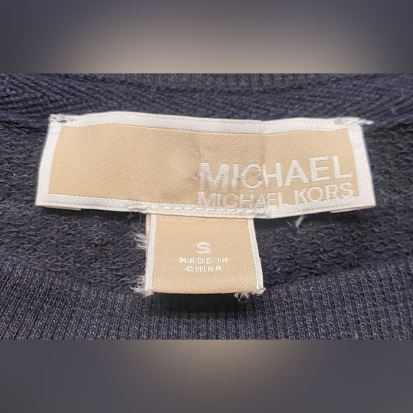 Michael Kors Houndstooth Sequin Black & Gold Sweater Sz S $110 - Picture 3 of 3